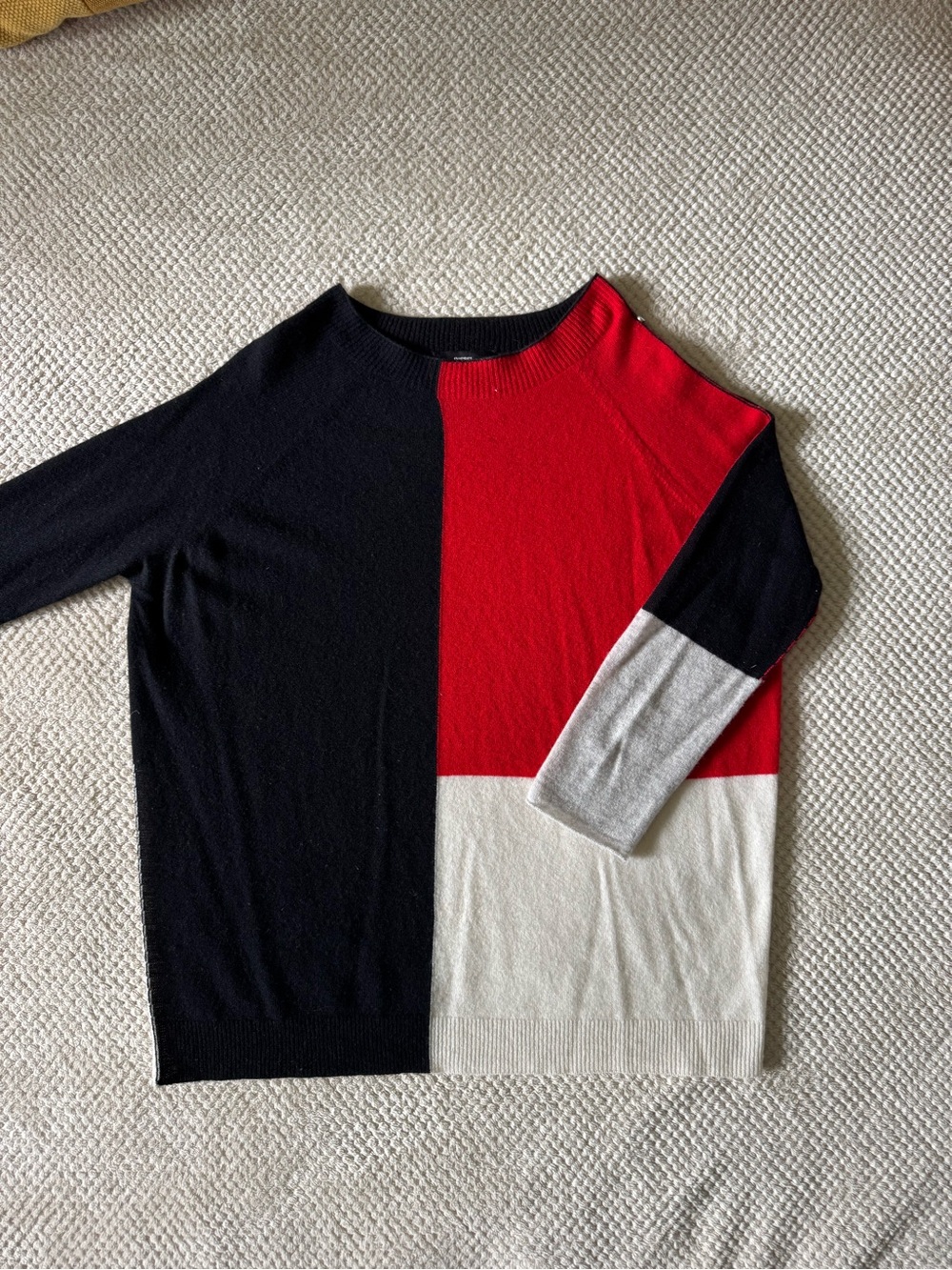 Diesel Cashmere Colorblock Oversized Sweater Black Red Cream Italy Sz S